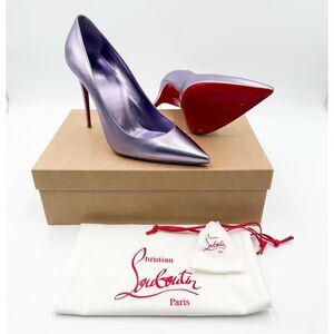 Christian Louboutin Kate 100 Metallic Leather Purple Heels EU 40 US 10 Pumps